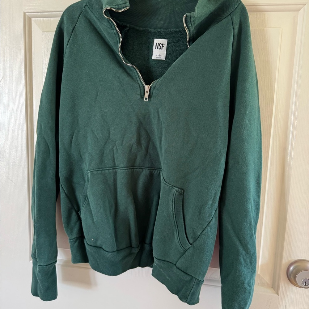NSF Green Zip Up Sweater Classic Cotton Blend